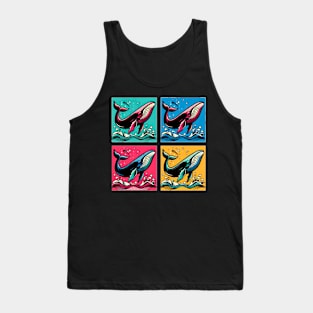 Vibrant Ocean Spectacle: Pop Art Whale Extravaganza Tank Top